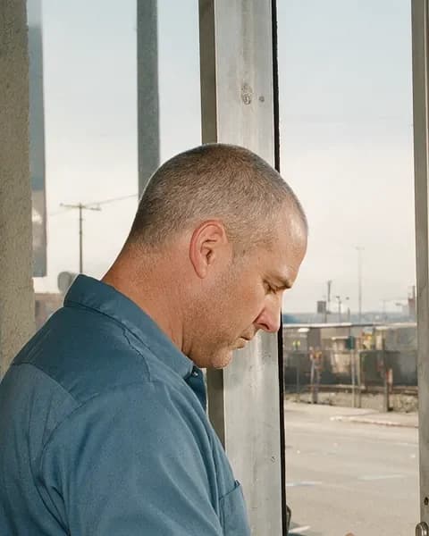 Byron Boykin, owner of Estudillo Security, at a door on a service call
