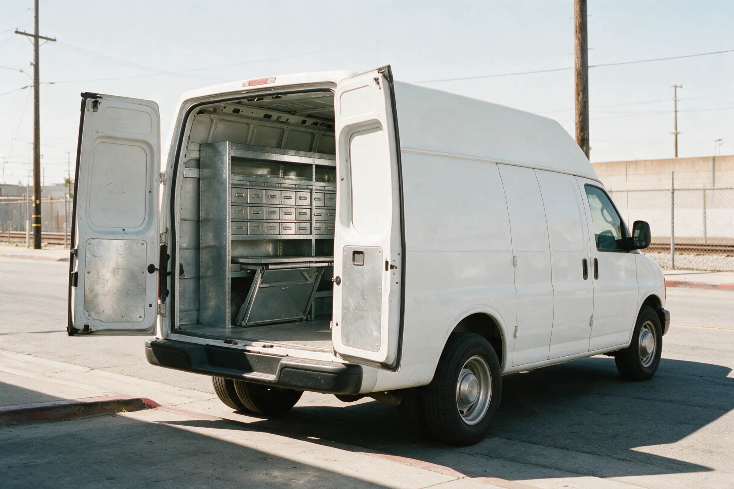 Estudillo Security service van at dusk